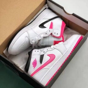 Jordan 1 Mid White Black Hyper Pink (GS)